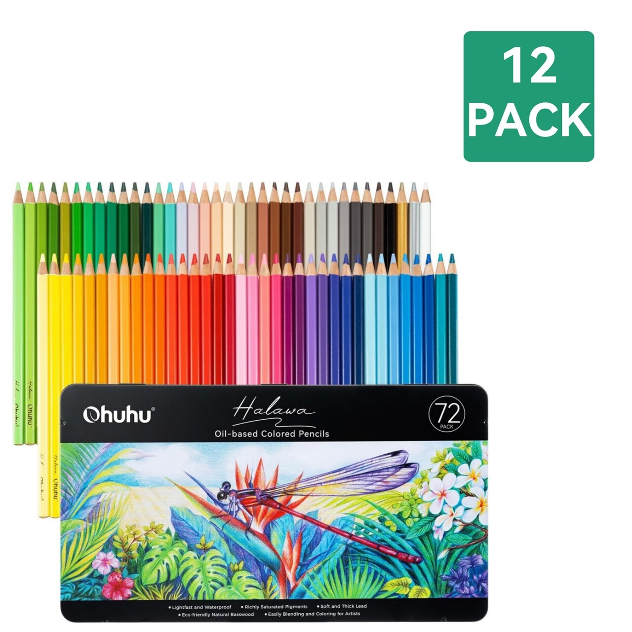 Ohuhu Colored Pencils, 72 Colors per Set, Bulk Pack of 4/6/8/12